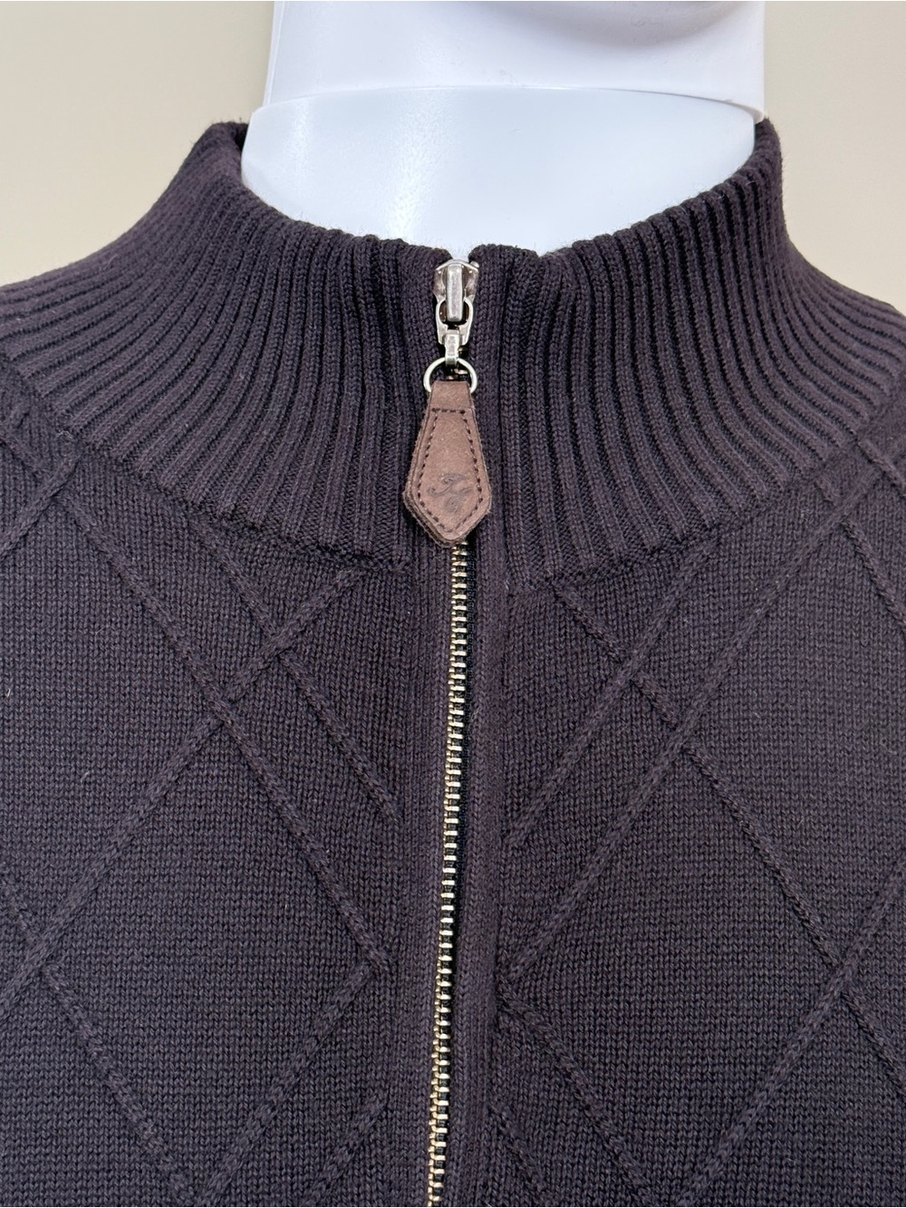 Tasso Elba Fine Menswear Diamond Knit Full Zip Sweater XXL Royal Purple NWT
